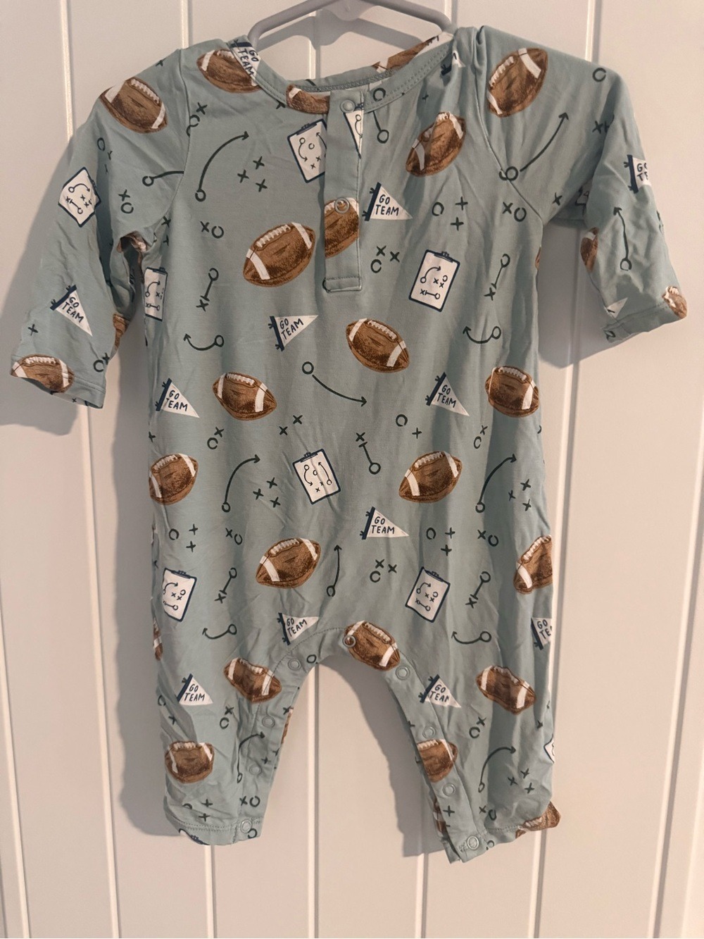 Angel Dear Bamboo Football Romper 3-6M Long Sleeve Baby Boy